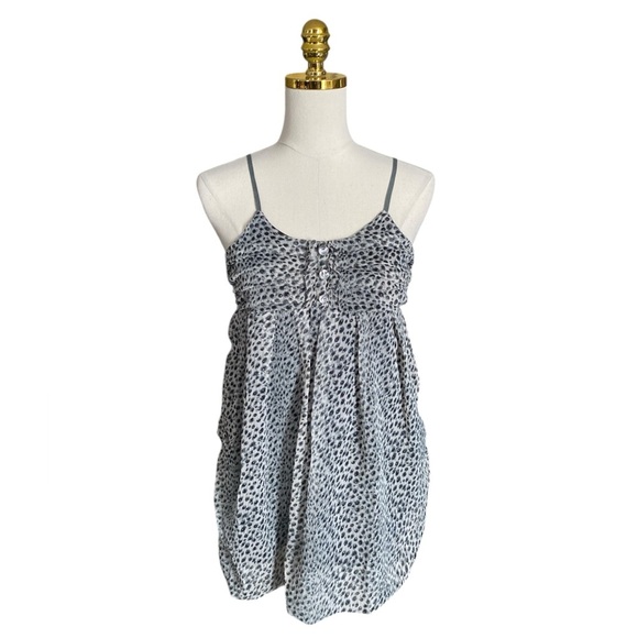 Riflessi Leopard Print Spaghetti Strap Bubble Hem Babydoll Slip Dress Women’s L - Picture 1 of 5